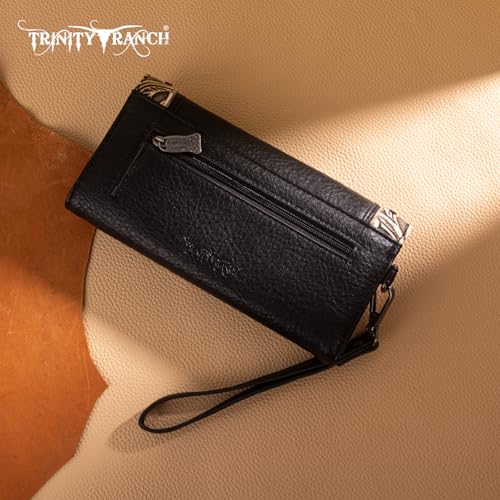 Wristlet Wallets for Women Western Wristlet Purse with Detachable Floral Tooled Concho Collection3