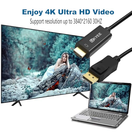 Image of DisplayPort to HDMI Cable 6ft 2-Pack, Male to Male Adapter for PCs, Laptops, Monitors, Projectors, HDTVs
