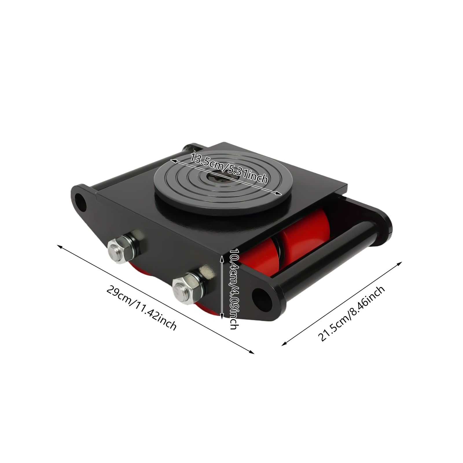 Trasloco di macchine 6T,Carrello di trasporto carico pesante,Carrelli di movimentazione auto,Rotazione a 360°,ruote silenziose PU, spostamento facile per mobili,macchina,oggetti pesanti,Nero