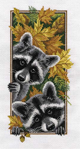 PANNA - Counted Cross Stitch Kit - Curious Raccoons - J-1778-16 Count - Aida - 10.63 x 5.91 inch - DIY kit
