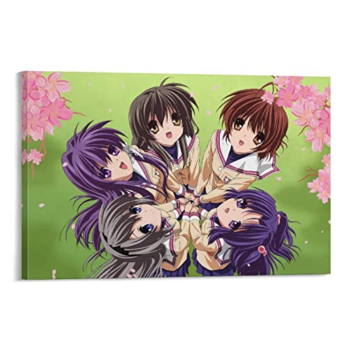Clannad - Pósteres de anime para habitación, pósteres estéticos para habitación, enmarcado y sin marco, arte de pared de 24 x 36 pulgadas, marco de póster decorativo, lienzo de arte de pared, póster
