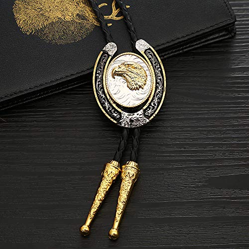 Image of HUABOLA CALYN Bolo Tie for Men- Western Cowboy Native American Golden Horse Bolo Tie