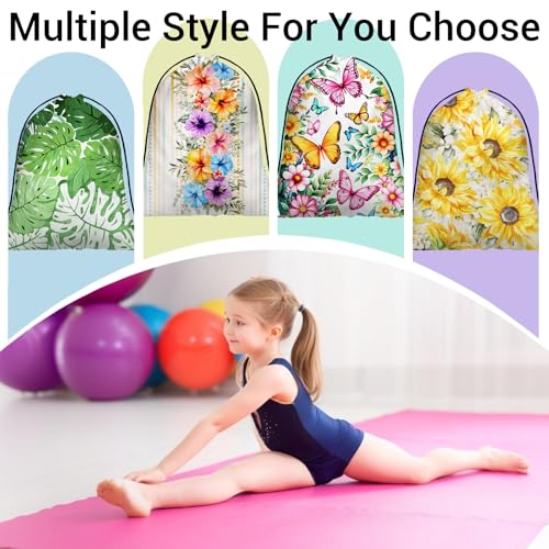 Image of Hibiscus Flowers Gymnastics Grip Bag Small Drawstring Gym Bag for Gymnasts Dancer Holding