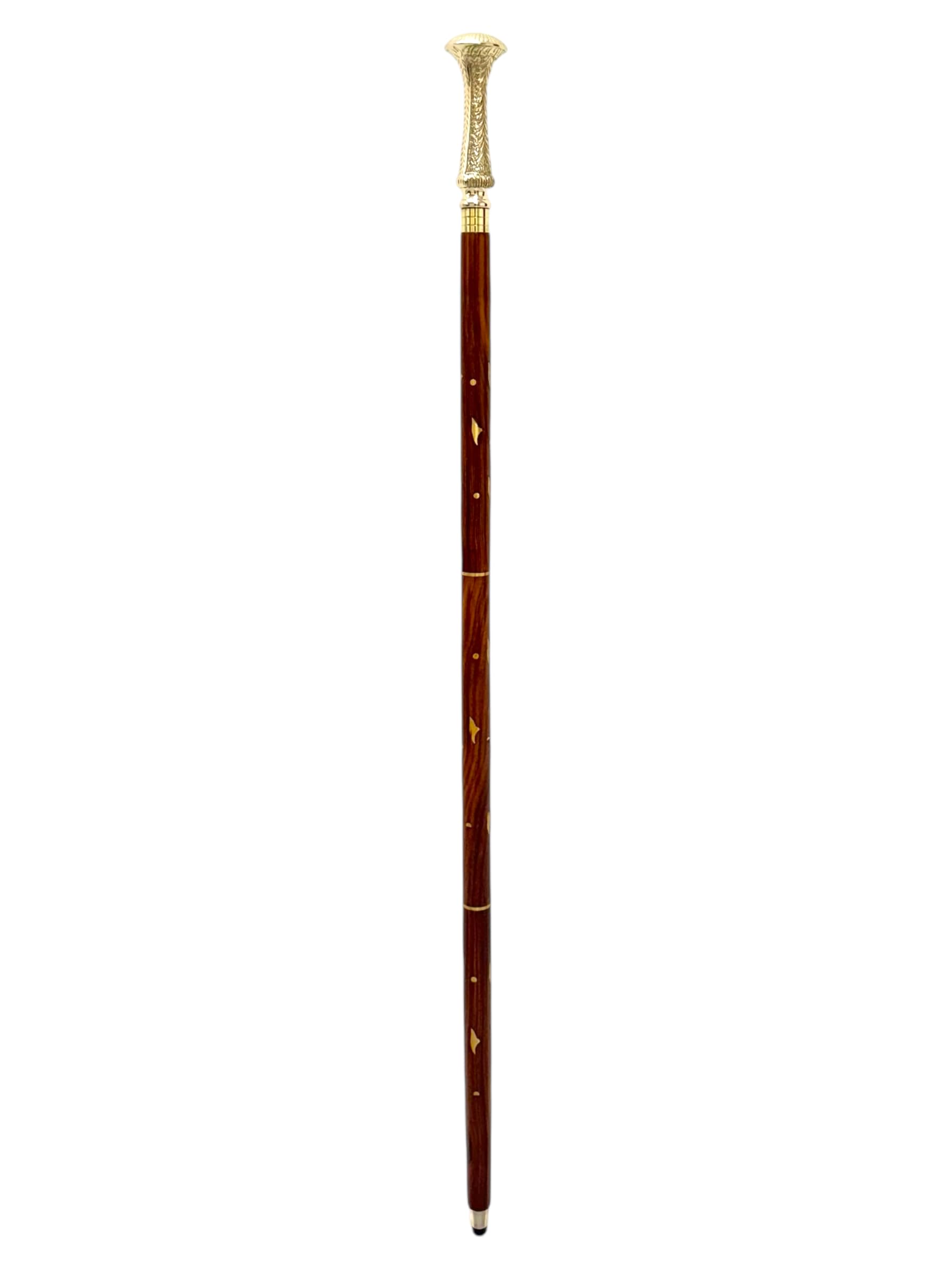 Bastón con mango de latón, bastón de madera victoriano, bastón de disfraz, bastón de Halloween, duradero, 3 plegables