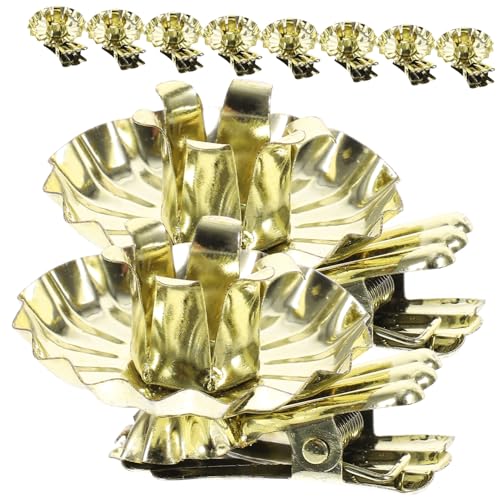 CAXUSD 10pcs Christmas Xmas Candlestick Clips Rotary Candle Holder Candle Holders Clips for Tree Candle Stand Candle Sticks Holder Clips Party Supply Lovely Candleholders Clip Golden Iron