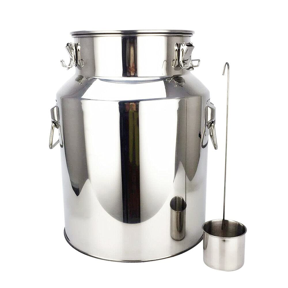 Jarra de leche de acero inoxidable de 18 litros, jarra de leche con tapa, asa de transporte