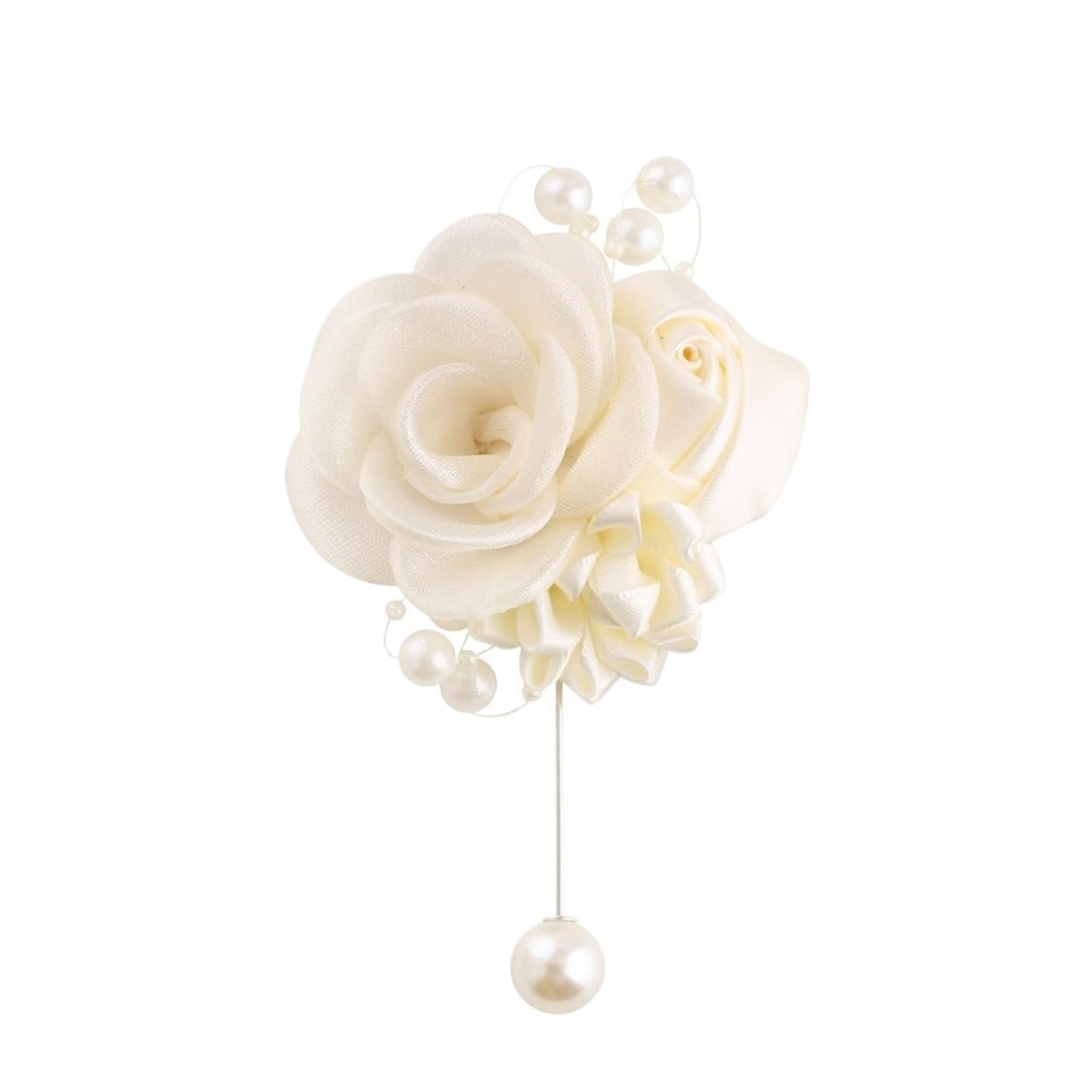 Wedding boutonniere Organza & Satin Rose Boutonniere & Wrist Corsage(WHITE)