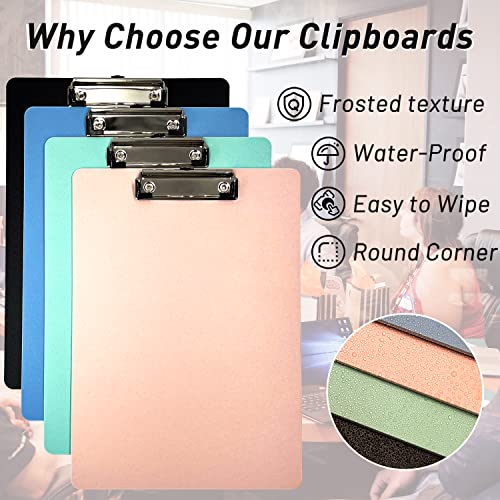 KIROYAL 4 Pack Plastic Clipboards Multiple Colors Clip
