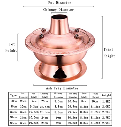 Olla caliente china de cobre tradicional 32 cm miniatura 6