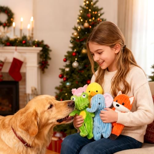 Prime Pets Dog Toys, 5 Pack, Plush Dog Squeaky Toys, No Stuffing Bodies, Crinkle Animals Pet Toy for Small Medium Large Dogs, Puppy Chew Toy to Keep Them Busy - Image 8