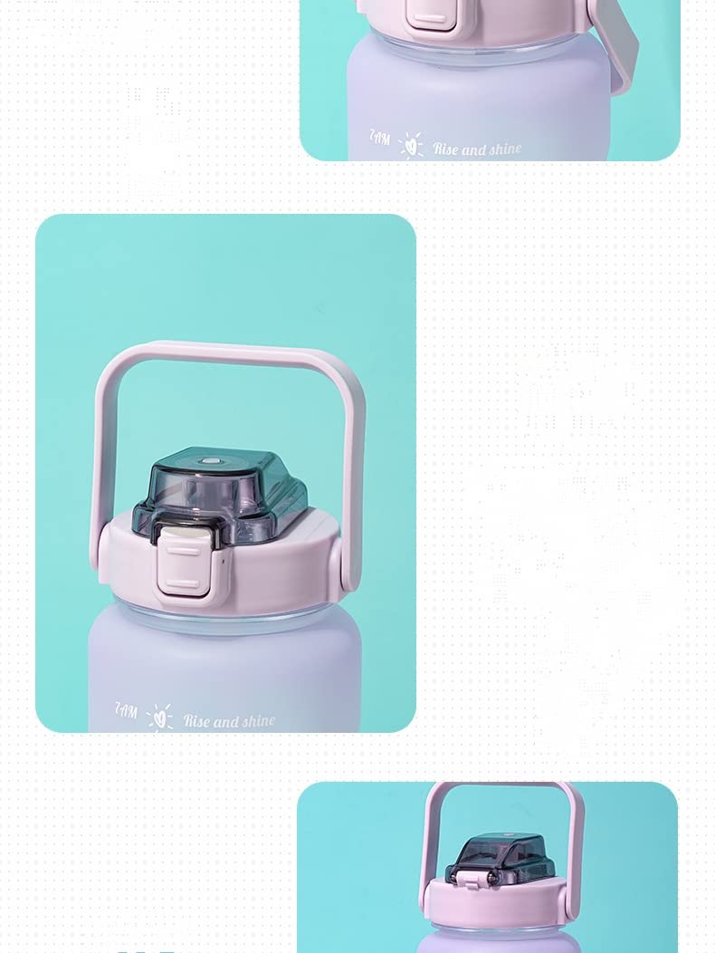 Botella Agua 2L Galón De Motivación Botella De Agua con Paja Bpa Deporte Gratis Fitness Turismo Gimnasio Tiempos De Viaje Jarra