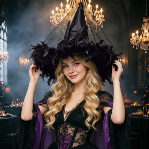 Halloween Witch Hats For Women Lolita Magic Wizard Hat For Adult Costume - image 3