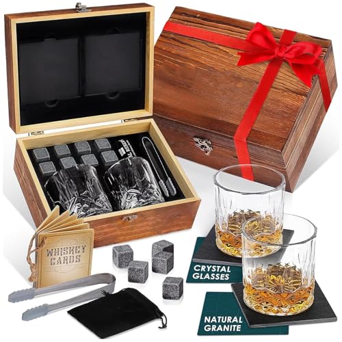 El Mejor Listado de Vasos de agua y de whisky - los preferidos. 47 Tucorresi Juego de Vasos para Whisky de Regalo: Vasos para Whisky - 8 Hielos de Piedra Saponita y Bolsa Transportadora, Pinzas de Acero, Regalos para Hombres, Papa, Novio
