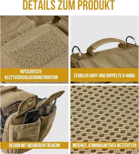 OneTigris Hundegeschirr mit Tasche, Hoppy Camper 3.0 Camping Wandern Hunderucksack für für Mittlere/Große Hunde, Rucksack für Hunderücken 2 Haupttaschen 4 Nebentaschen - Braun M