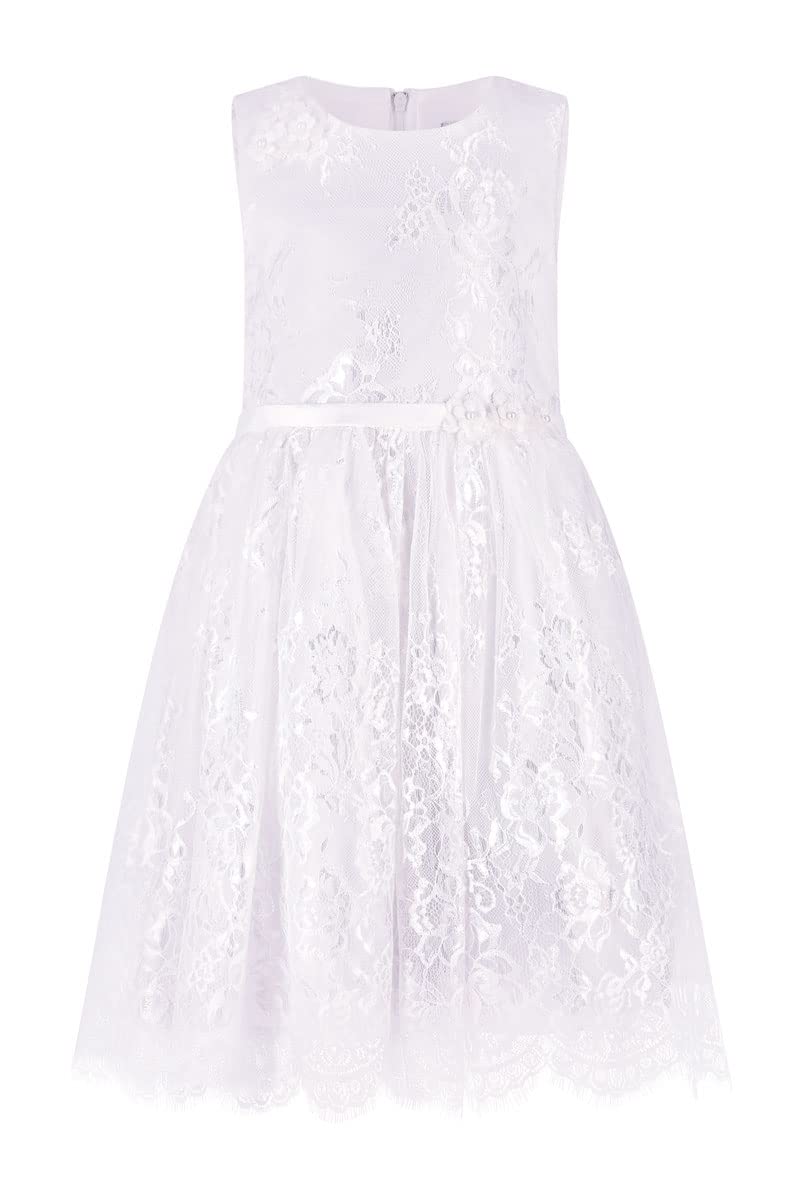 Maila Taufkleid Kommunionkleid weiß Kleid aus feiner Spitze Blumenmädchen Partykleid Festkleid Hochzeitskleid Mädchen Brautjungfer Prinzessin Kleid