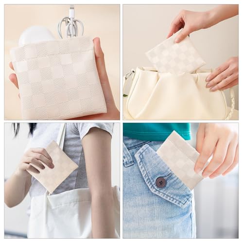 LYDZTION 2 Pieces Checkered Leather Makeup Bag Set for Women, Portable Cosmetic Bag Travel Toiletry Bag Organizer Waterproof Small Makeup Bag Aesthetic Accessories Storage Bag for Women-White4