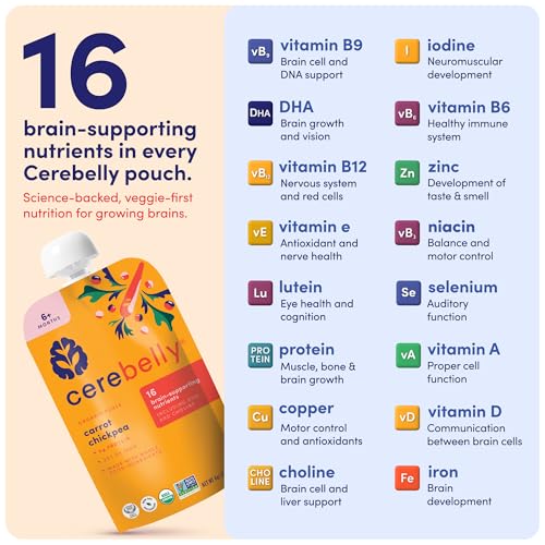 Image of Cerebelly Organic Baby Food Pouches, Veggie & Bean Variety Pack, Iron, 8ct
