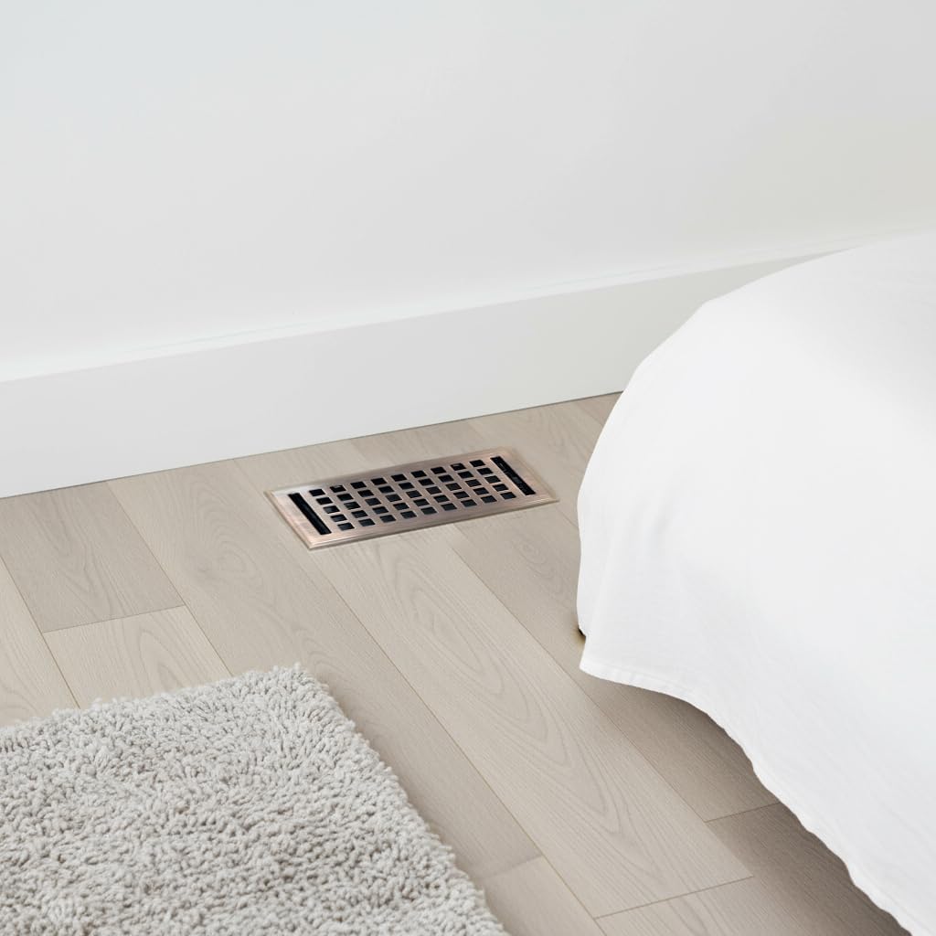 Empire Register Co, Vent Cover - 4x10 inch, Square Design, Antique Copper Finish, Heavy Duty Floor Vent Covers, Metal Damper Attached Vent Covers for Home Floor only image 5