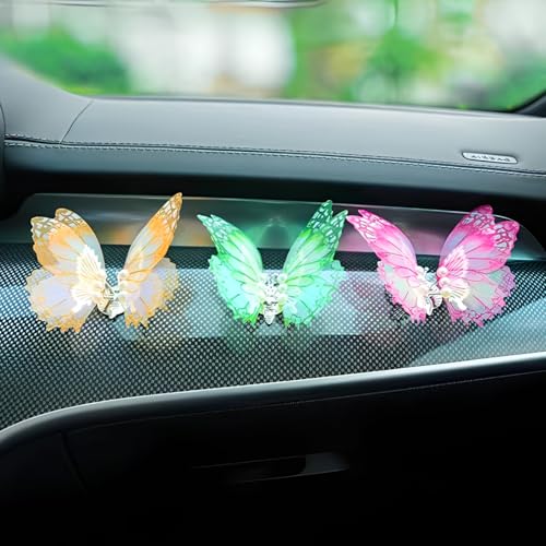 Image of 4Pcs Tulle Butterfly Car Vent Clips, Vibrant Dancing Wing Dashboard Ornaments, Moving Butterfly Car Decor, Universal Car Accessories Interior for Women (Lively Colors)