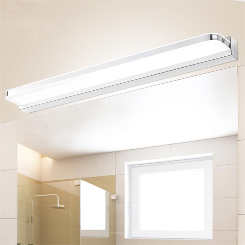 XINYASEE LED Mirror, Bathroom Wall Light Cool White 6000k 9-14W Shaving Wall Light Bathroom Living Room No Switch (hardwire Connection Required)(Silver, 50CM)