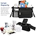 KLERICER Baby Stroller Organizer, Universal Stroller Organizer with Detachable Phone Bag, Stroller Caddy with 2 Insulated Cup Holders, Buggy Organizer Bag with 2 Hooks Fits Most Strollers (Balck)
