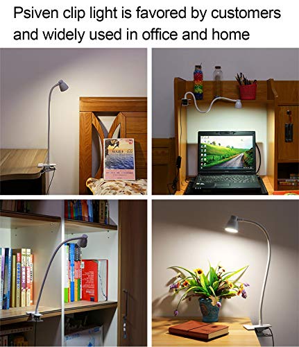 Psiven Clamp Lamp Reading Light, Clip On Light Led Clamp Light, Dimmable Gooseneck Table Lamp, 3 Color Modes, Eye Care, Desk Lamp With Clamp/Clip On Bed Light For Headboard, Office, Workbench #TOP6