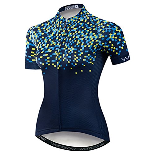 Women's Polyester Short Sleeve Cycling Jersey Bike Tops Biking Shirt Star Blue XL
