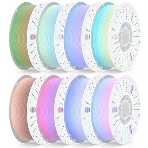 Image of PINBALL Matte Rainbow PLA 3D Printer Filament 1.75mm Multi-Color Changing Filament 3D Printing PLA Filament Dimensional Accuracy + /- 0.02mm 8 KG 8 Colors