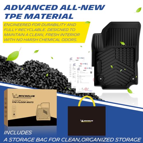 Image of Michelin Vehicle Mats for 2018-2024 Chevy Equinox Gas /GMC Terrain (6 Piece) | NOT Fit Equinox EV, Custom Fit, Non-Slip, All-Weather TPE Liner, Premier Series 6PCS