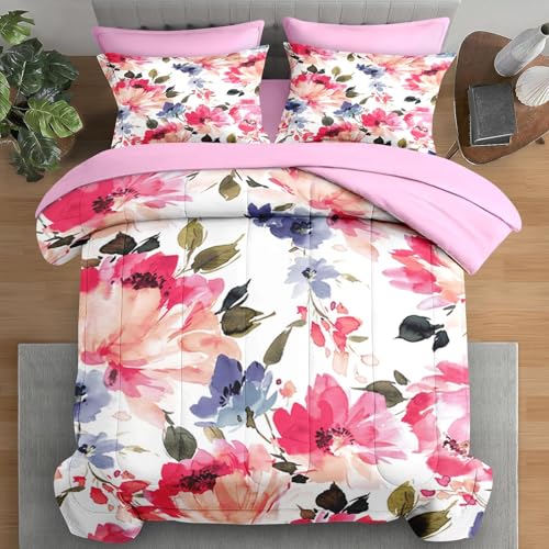 Comforter-Set-Full-Size-Flower-Floral-Leaf-7-Pcs-Bedding-for-Kids-and-Adults-Painting-Summer-Spring-Bed-Sheet-Sets-with-Fitted-Sheet-2-Pillowcases-2-Shams-for-Bedroom-Bed-Decor Comforter Set Full Size Flower Floral Leaf 7 Pcs Bedding for Kids and Adults Painting Summer Spring Bed Sheet Sets with Fitted Sheet 2 Pillowcases 2 Shams for Bedroom Bed Decor