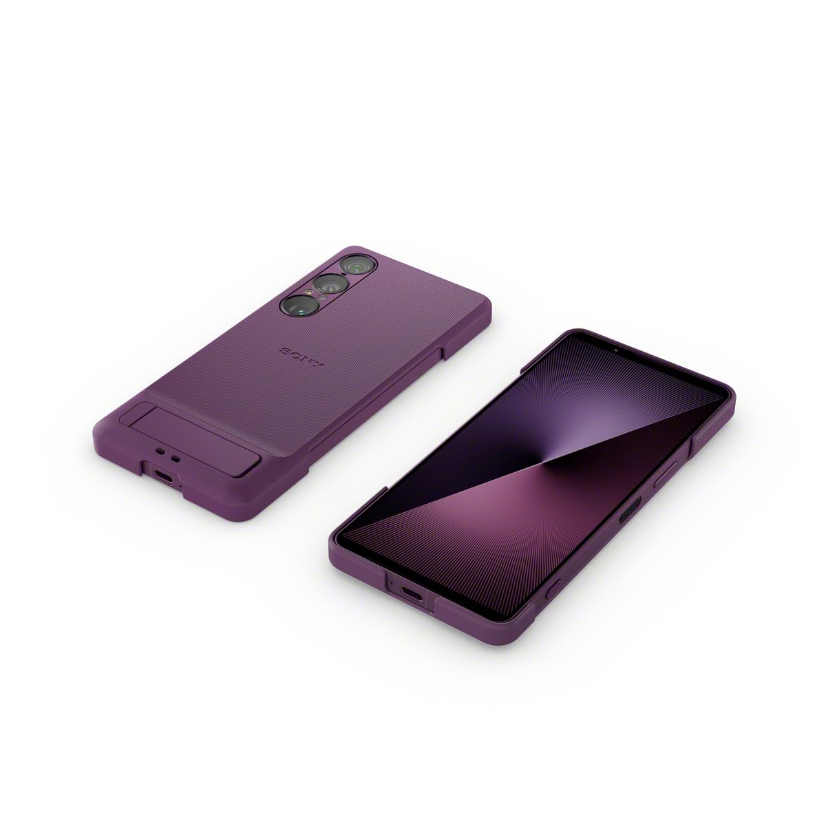 Sony Stylowa osłona z podpórką do smartfonu Xperia 1 VII | Pasek zapobiegający | Uniwersalna podpórka i nowy pasek z pierścieniem z myślą o wygodzie i lepszej ochronie, Ciemnoróżowy