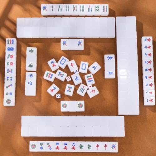 Juego de Mahjong Chino con fichas acrílicas y estuche de aluminio miniatura 7