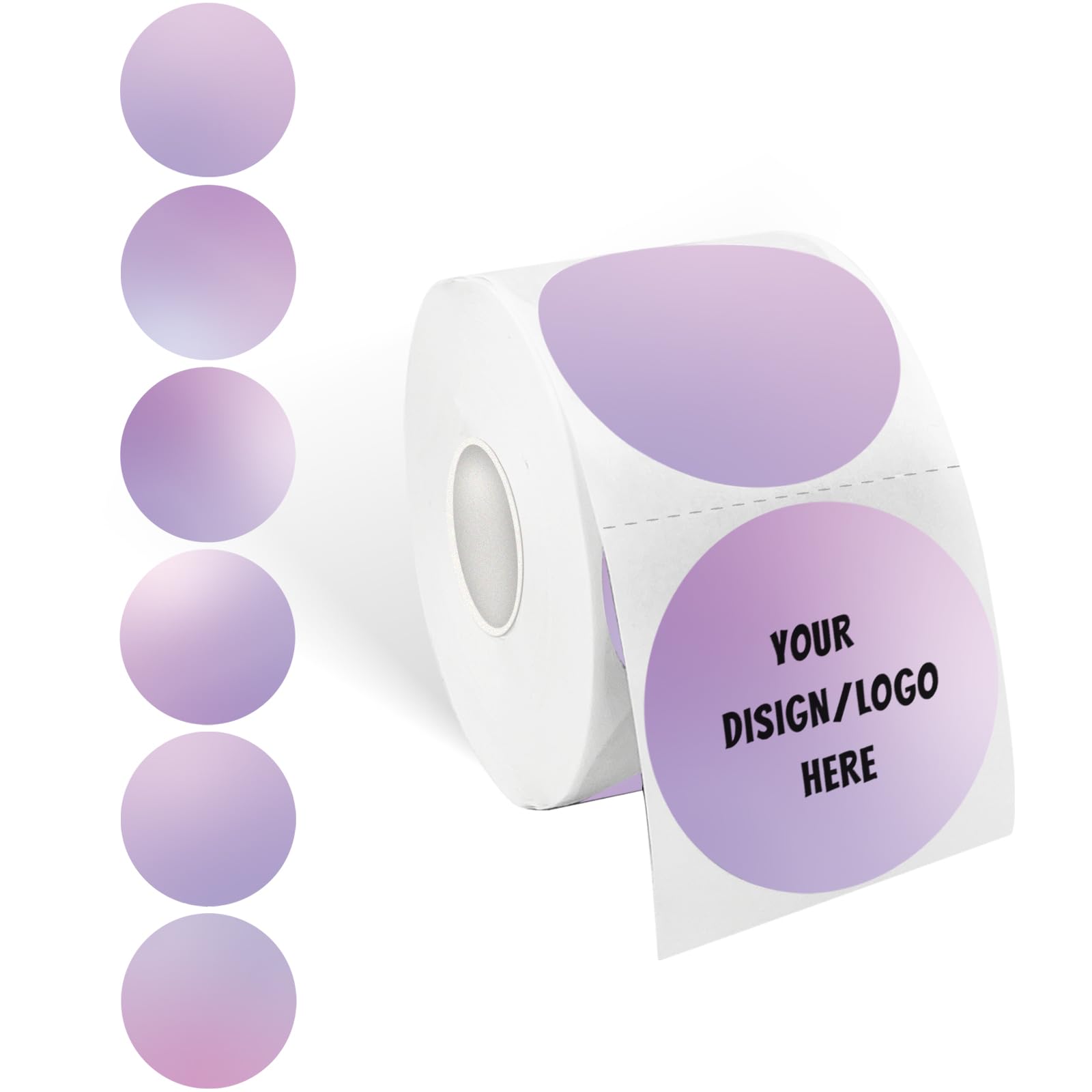 Yeachlaing 2 Inch Purple Round Thermal Sticker Labels, Self-Adhesive Circle Direct Thermal Labels, Multi-Purpose Roll Sticker Labels for DIY Logo