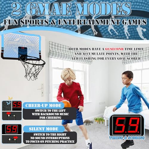 STAY GENT Mini Basketball Hoop for Kids with Multicolour LED Lights/Automatic Scorer/4 Balls, Indoor Basketball Hoop Over The Door for Bedroom Home Office, Sports Gifts for 3 5 6 7 8 9 Kids & Adults - Image 4