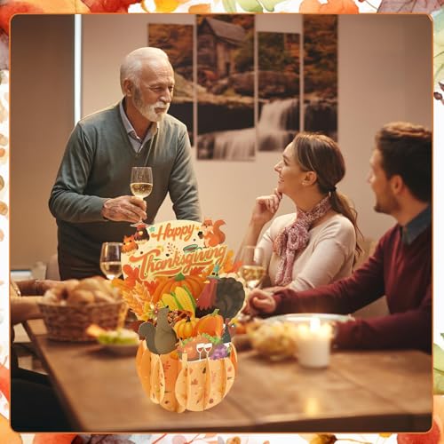 3D Happy Thanksgiving Gift Greeting Card, Personalized Holiday Cards with Envelope Decorations Supplies, Exquisite Thanksgiving Pumpkin Decor Gift Supplies for Autumn Celebrations - Image 6