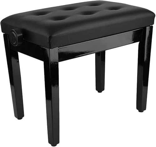 Krispich Klavierhocker Klavierbank Pianobank Piano-Sitzbank HA henverstellbar 46-57 cm  Klavierstuhl Klaviersitz SitzflA che  Schwarz
