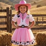 Gomukot Direct Cowgirl Costume for Girls Halloween Western Rodeo Dress Up Outfit Role Play Party for Kids 3-10 Years (5-6 Years)