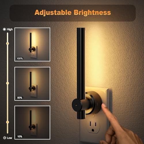 Image of JandCase Night Light, Night Lights Plug into Wall with Dusk to Dawn Sensor, 330 Rotatable Plug, 0-100LM Dimmable Light Bar for Vanity Bedroom Bathroom, 1 Pack