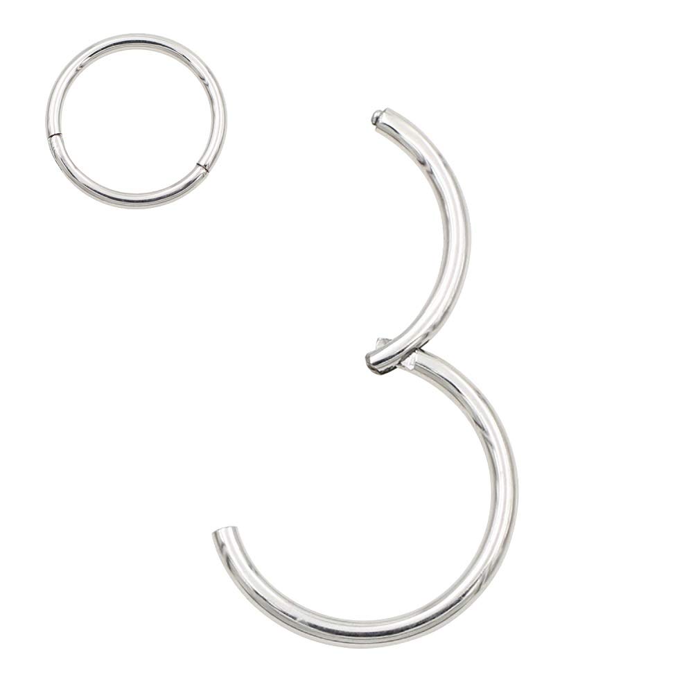 JOFUKIN1pc Surgical Steel Piercing Ring for Nose Septum Cartilage Helix Tragus Conch Daith Lobe 20g-18g-16g-14g-12g-10g 5mm-12mm Silver/Gold/Rose Gold/Black/Rainbow