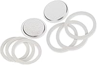 Vista 3 de Bialetti Moka Express #06799 - Máquina para hacer café espresso de 3 tazas y #06960 Bialetti, seis juntas de repuesto y dos placas de filtro