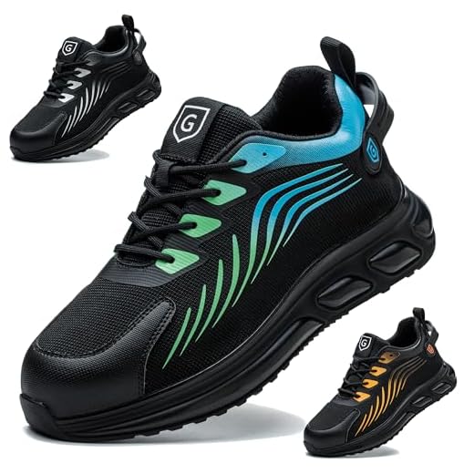 Uomo Scarpe 45EU Scarpe Antinfortunistiche Leggere Comodo Uomo Scarpe da Lavoro con Punta in Acciaio Ammortizzazione Scarpe Protettive Industriali Invernali Blu Verde