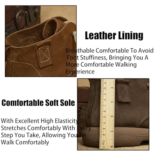Men'S Genuine Leather Lace-Up Platform Ankle Boots Retro Round Toe Comfort Slip-On Softsole Handmade Booties For Driving Work Leather Boots2