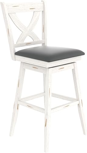 Miniatura 9 de Betterhood Taburetes giratorios de 29 pulgadas de altura, taburetes de bar giratorios con respaldo alto con asiento tapizado de piel sintética y