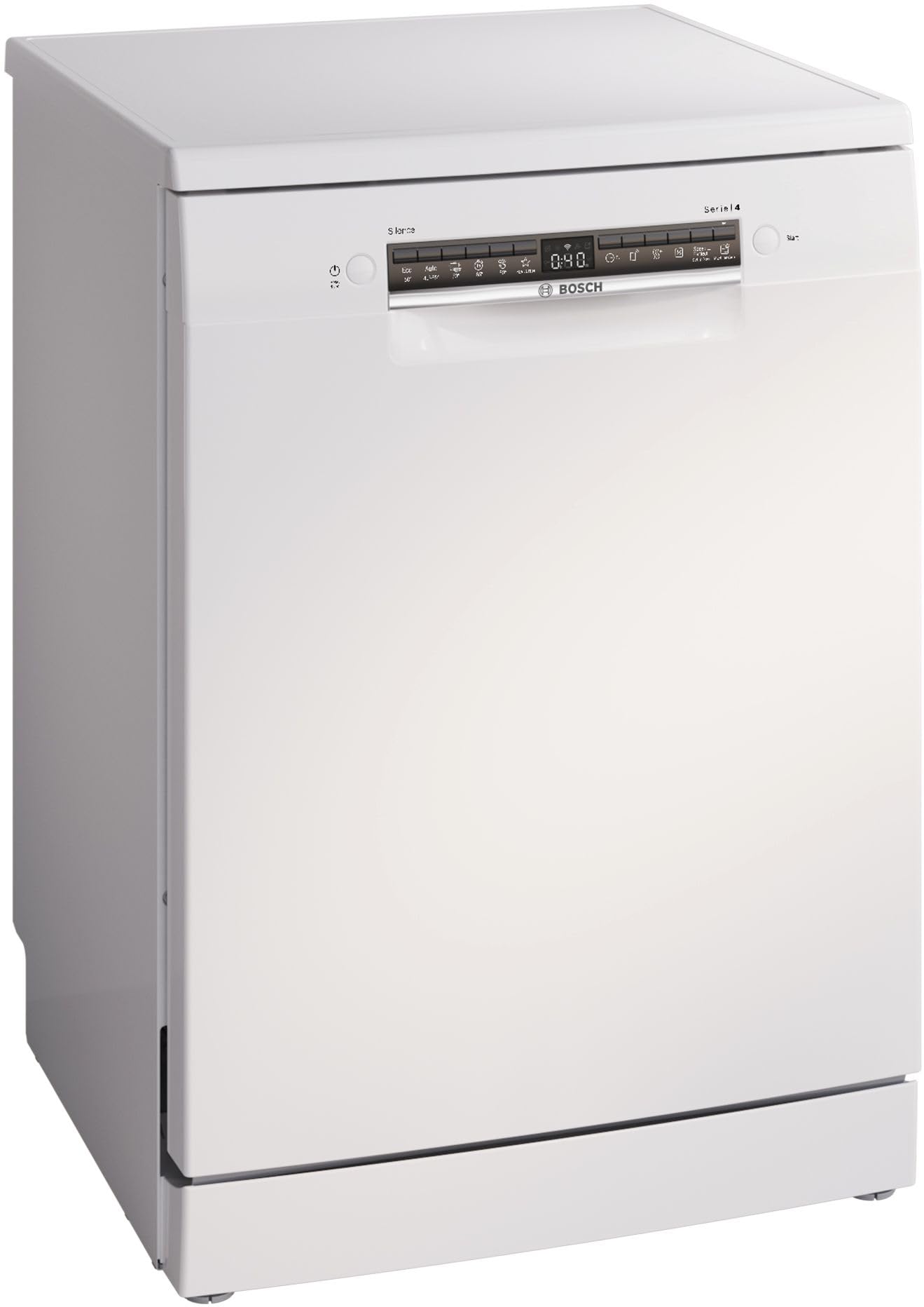 Bosch Freistehender Geschirrspüler 60 cm, Serie 4, SMS4HTW00E, Besteckkorb, Silence Programm - Extra leise spülen, Extra Trocknen, Hygienisch rein, Home Connect, Programmassistent, AquaStop, weiß