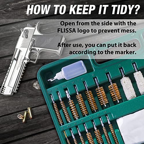 Flissa Universal Gun Cleaning Kit, Metal Brushes Gun Cleaning Tool Set For Pistols Hunting Handgun Shot Guns Rifle With Travel Size Portable Case #TOP4