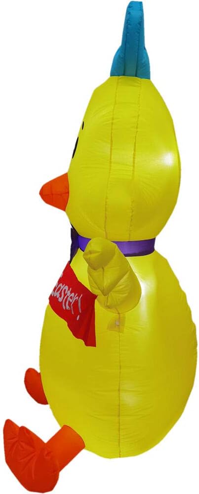 5-Ft. Tall Chick Holding a Happy Easter Banner, Outdoor/Indoor Blow Up Spring Inflatable with Lights