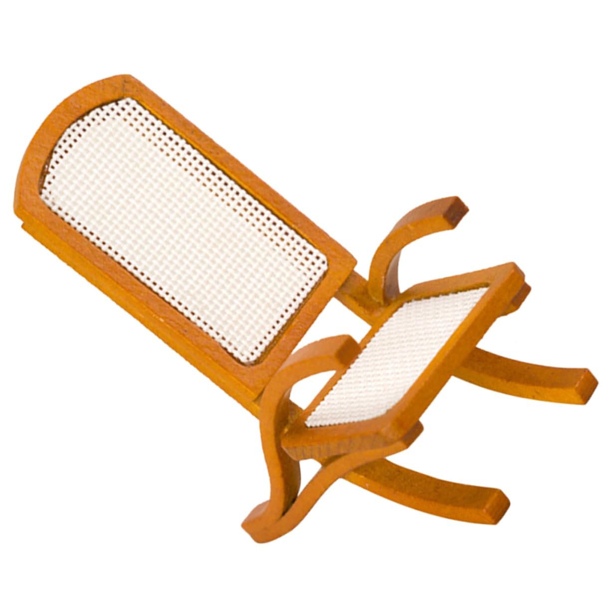 WHAMVOX Micro Landscape Mini Beach Chair Miniature Lounge Chair Solid Wood Rattan Doll Furniture Accessory Decorative Miniature