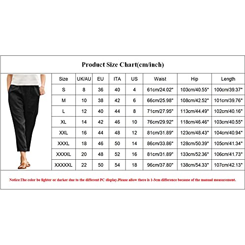 Potton Wide Leg Capri Golf Pants For Women Casual Solid Color Linen Plus Size Elastic Strap Solid Linen Blend Loose Fit #TOP2