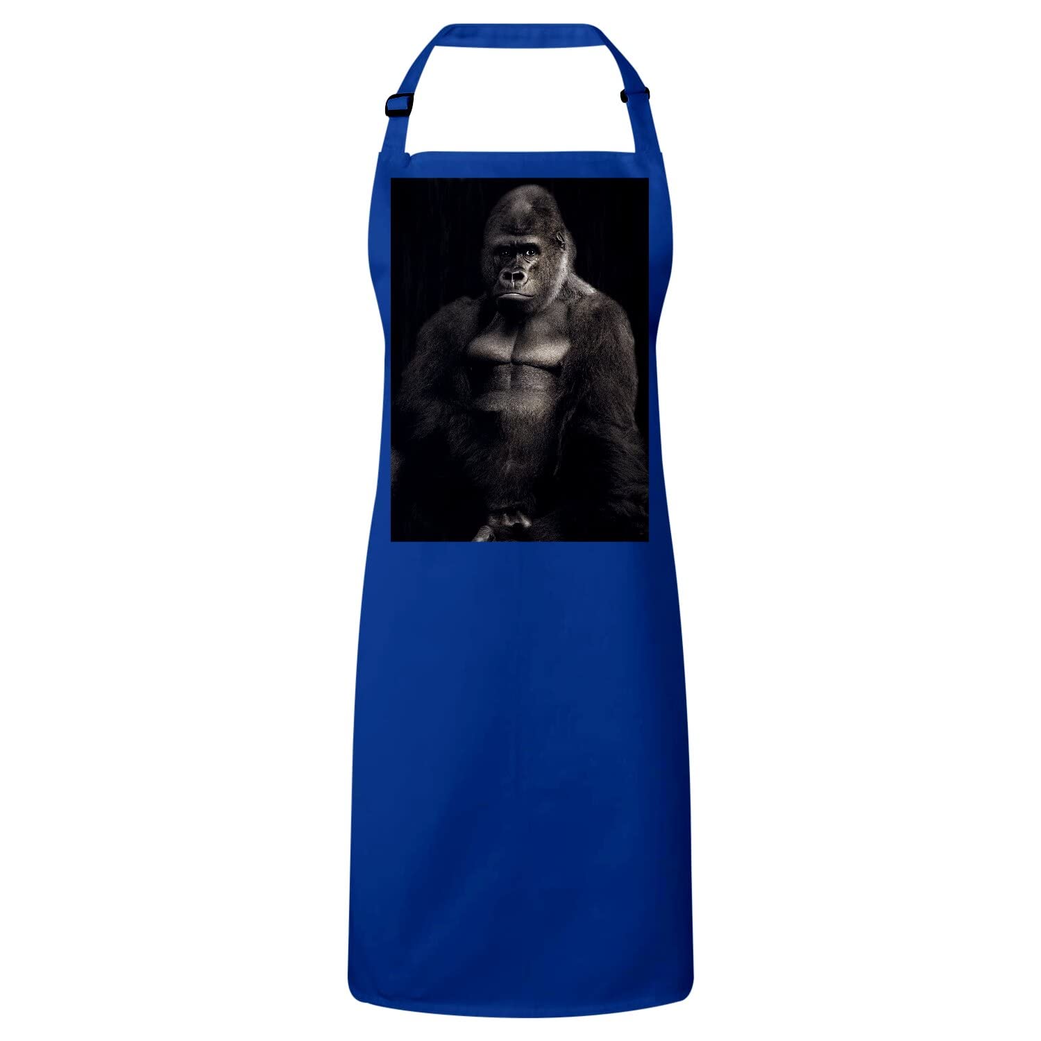 Tablier de cuisine premium gorille classe en coton bleu chic - 4