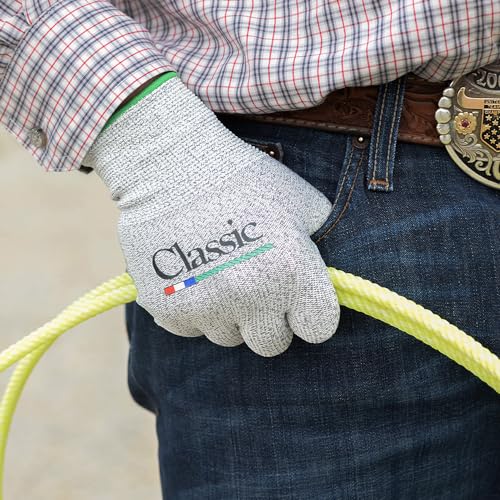 Classic Rope Breathable High Performance Roping Gloves Touchscreen Compatible 6 Pack, White, Medium